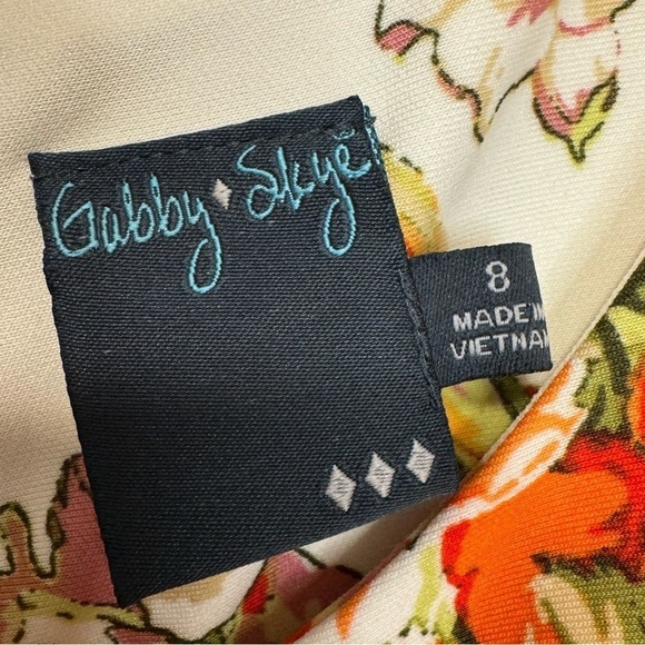 Gabby Skye Sleeveless Pink Orange Rose Floral Flared Dress Size 8 - Picture 12 of 16